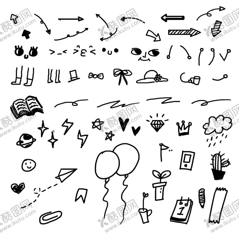 编号：36945509272352549760【酷图网】源文件下载-手绘小元素