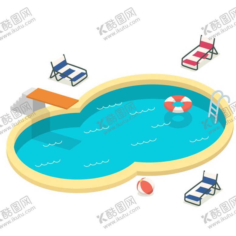 编号：43806910200041429678【酷图网】源文件下载-游泳池插画卡通夏季背景素材