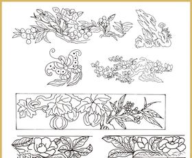 传统花纹线条插画传统素材