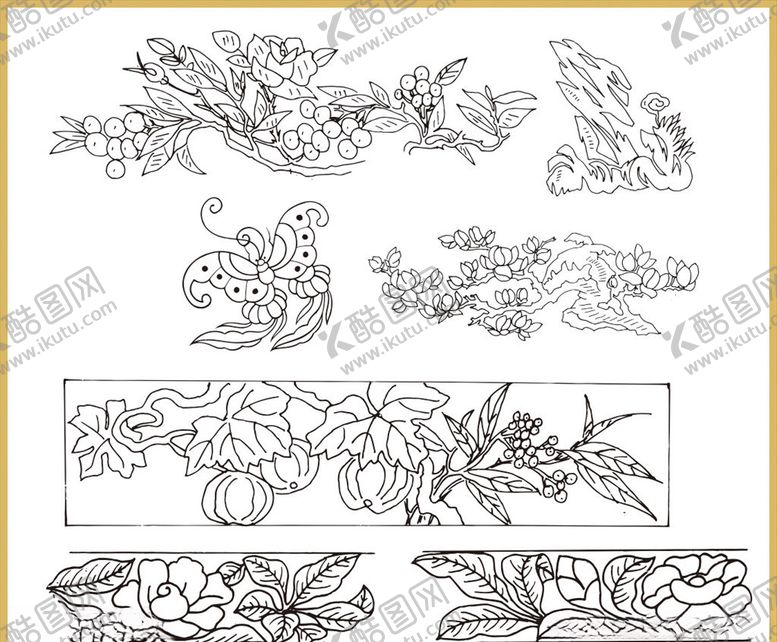 编号：41709007061413162511【酷图网】源文件下载-传统花纹线条插画传统素材