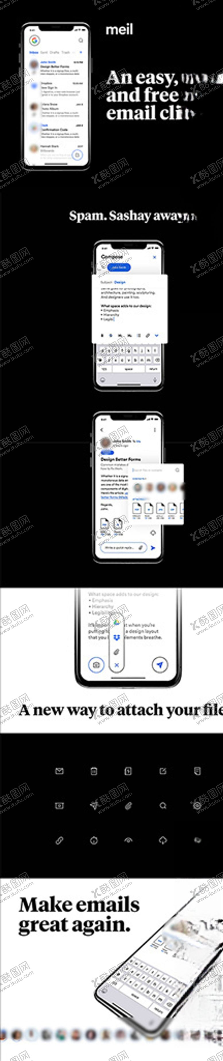 编号：99615604191136324167【酷图网】源文件下载-xd邮件黑色UI设计收信箱页信