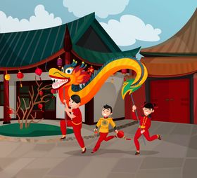 卡通舞龙