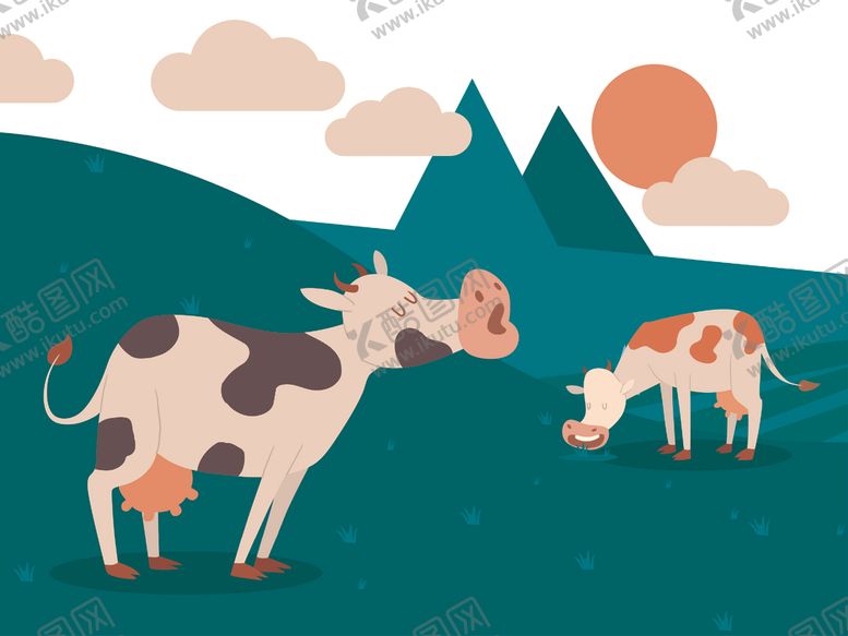 编号：20573510020109149367【酷图网】源文件下载-奶牛插画