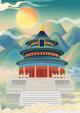 国潮风背景凤凰复古意境