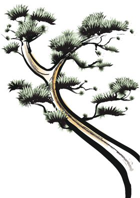 水墨中国风迎客松