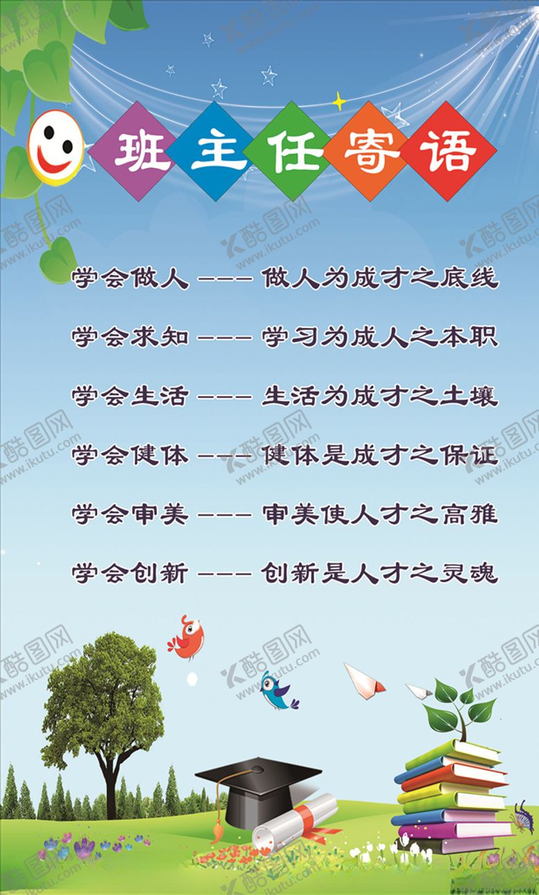 编号：34052905121400162266【酷图网】源文件下载-班主任寄语教室布置