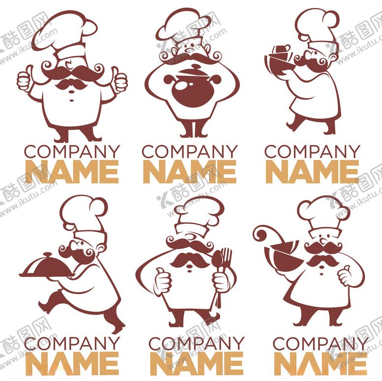 编号：17726101042354349833【酷图网】源文件下载-厨师卡通形象集合