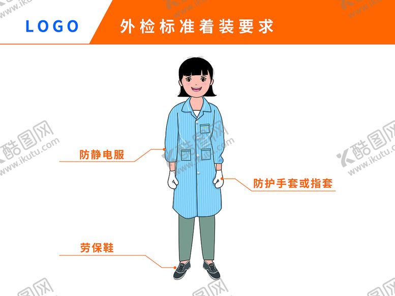 编号：14410110262126456598【酷图网】源文件下载-劳动防护用品女工 防静电 