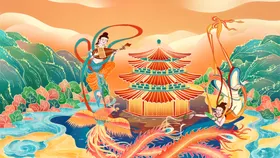 国潮意境装饰画风中风海报