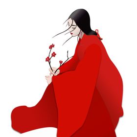 渔家女孩剪纸