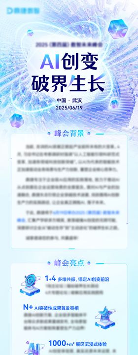 AI峰会会议邀请函长图海报