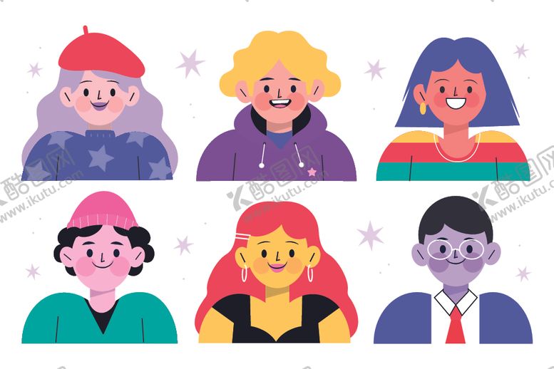 编号：40821810312017243883【酷图网】源文件下载-多彩人物头像集合