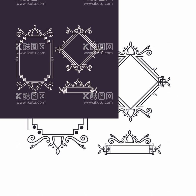 编号：28838512020536426784【酷图网】源文件下载-黑白花纹边框  