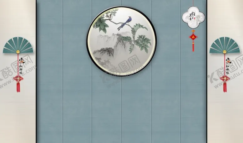 编号：39819604021137212255【酷图网】源文件下载-新中式几何圆格栅背景