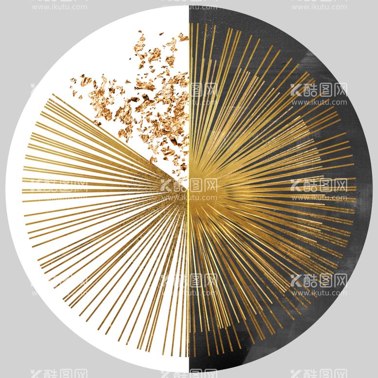 编号：78751612110922536222【酷图网】源文件下载-抽象线条晕染纹理鎏金色块装饰画
