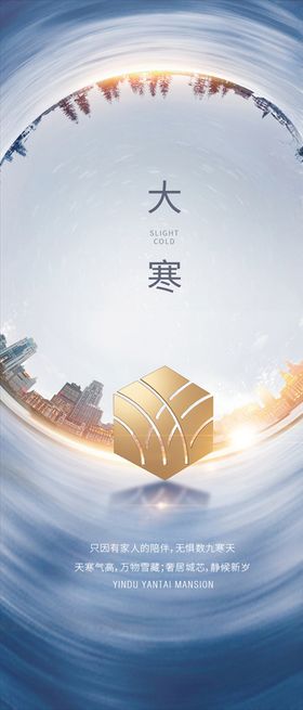 高级灰极坐标大寒节气海报