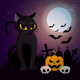 万圣节猫咪黑卡通形象卡通