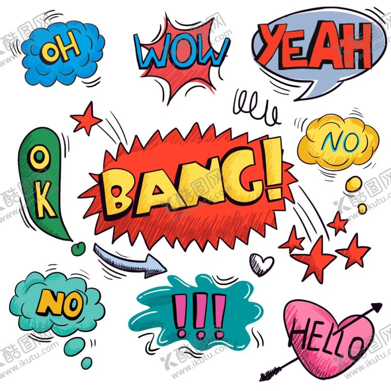 编号：67620309251827062893【酷图网】源文件下载-手绘涂鸦网络社交常用语对话框