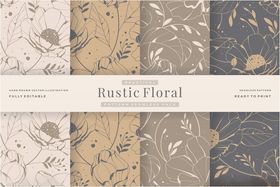 乡村花卉图案纹理集合