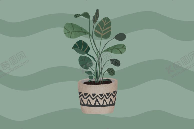 编号：40539409111405296134【酷图网】源文件下载-手绘复古肌理小植物