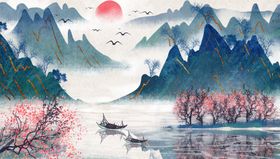水墨背景艺术中国风展会中国风会议