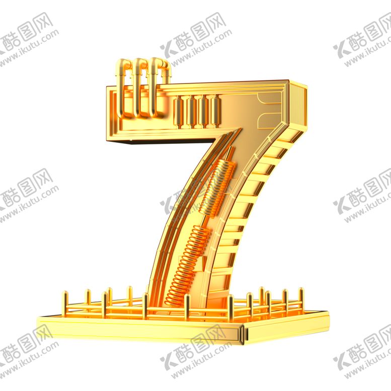 编号：53425205141828002071【酷图网】源文件下载-数字7金色立体展台海报素材