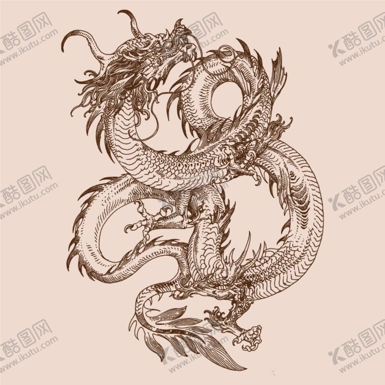 编号：15870212011527042714【酷图网】源文件下载-手绘中国龙版画插画