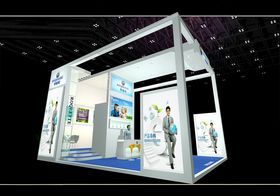 展览3D模型三面开口