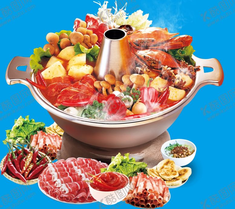 编号：43312610251014392701【酷图网】源文件下载-火锅餐饮海鲜牛肉青菜