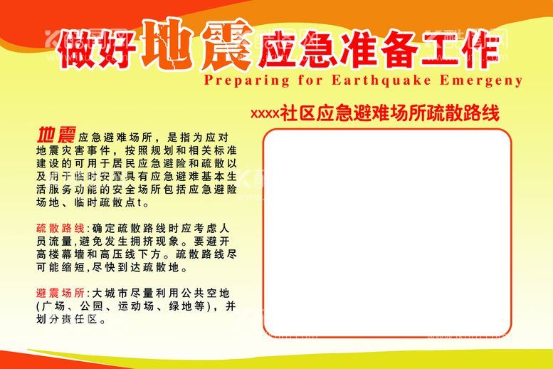 编号：97042609290006232341【酷图网】源文件下载-地震准备工作宣传栏