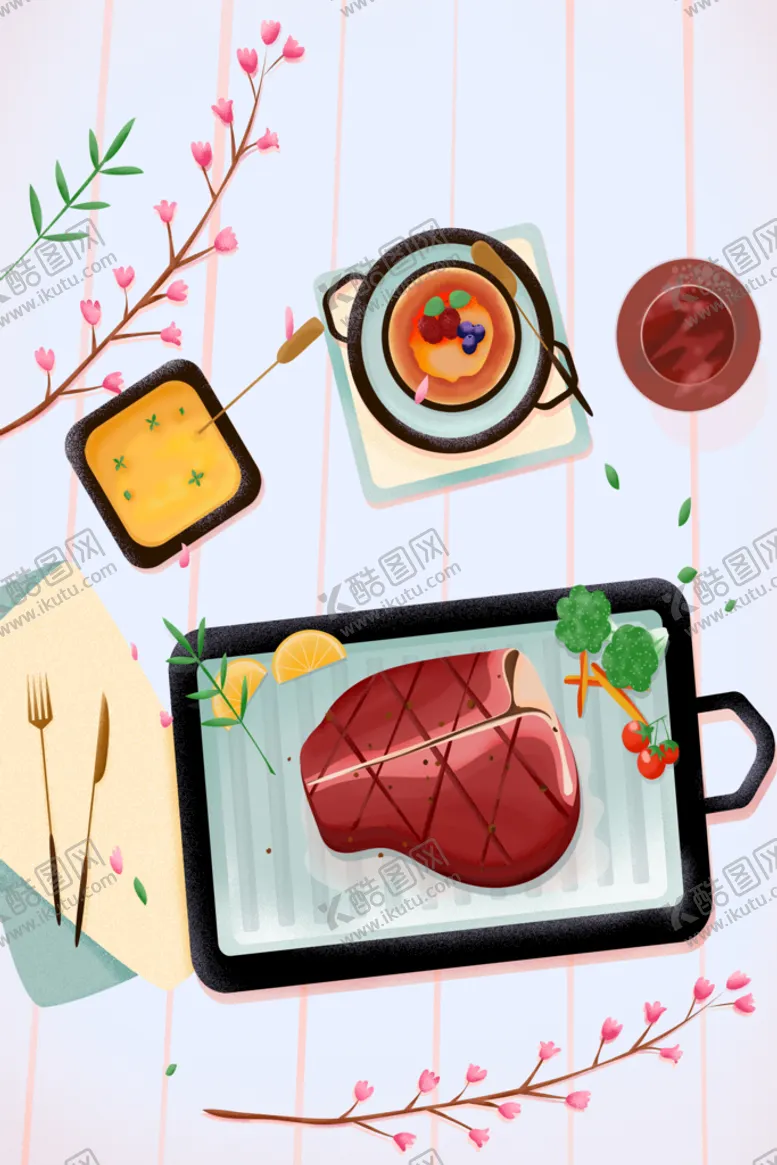编号：85574510172323571522【酷图网】源文件下载-手绘美食海报图片