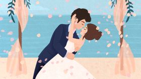 浪漫结婚卡通插画