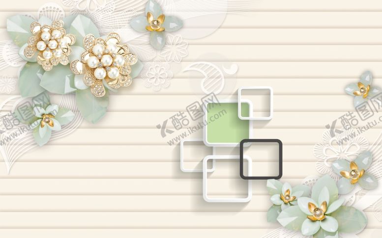 编号：24548106281938274398【酷图网】源文件下载-浮雕花珠宝花背景墙