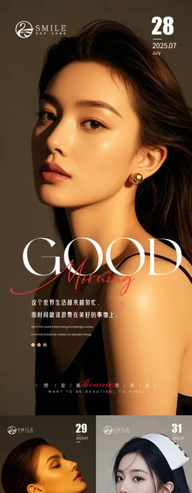 早安图海报简约医美人物
