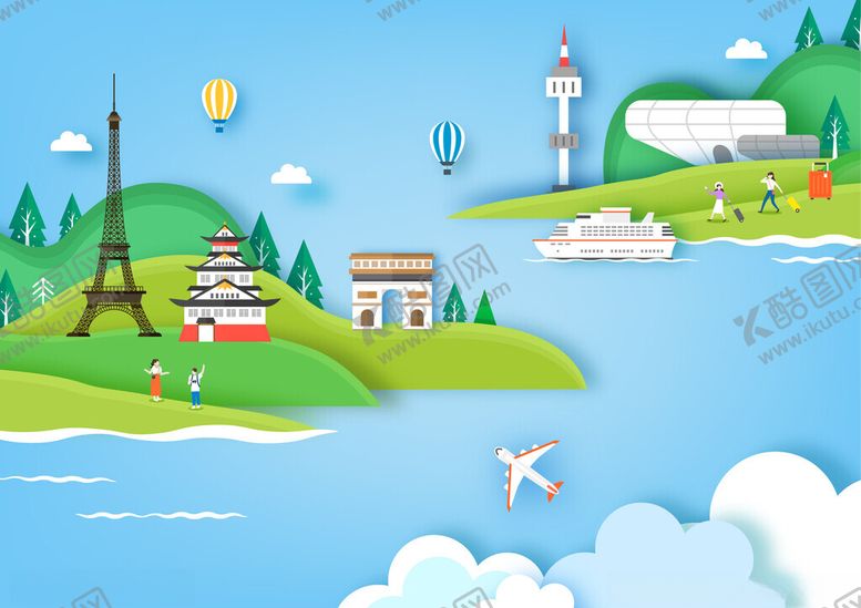 编号：55418104022253372054【酷图网】源文件下载-卡通风格的美丽海滨风光