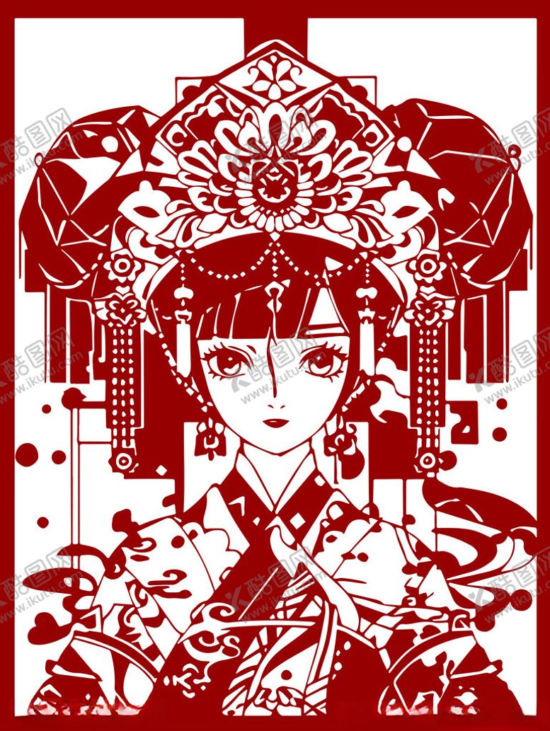 编号：42374602201411434751【酷图网】源文件下载-剪纸美女