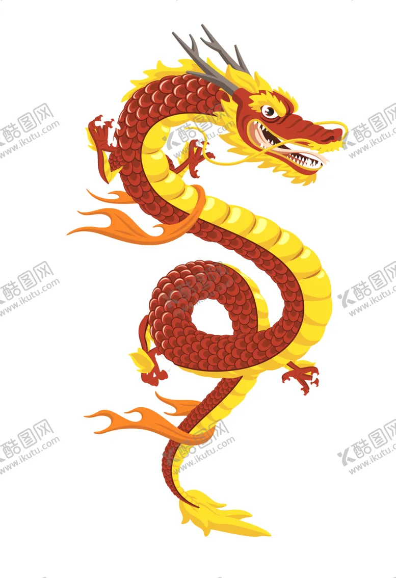 编号：79963307081651019226【酷图网】源文件下载-中国风金色龙元素