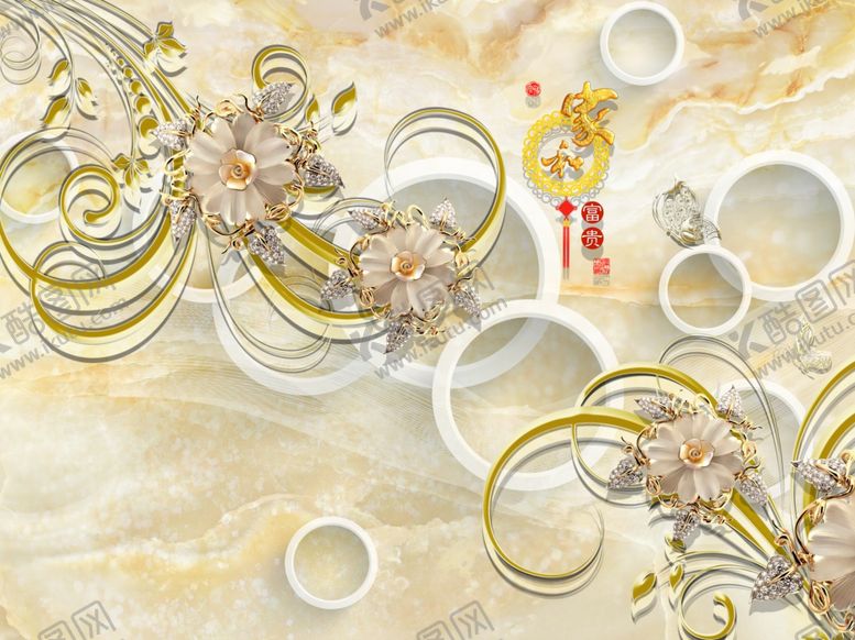 编号：43734807070321423435【酷图网】源文件下载-3d背景墙立体空间素材中式