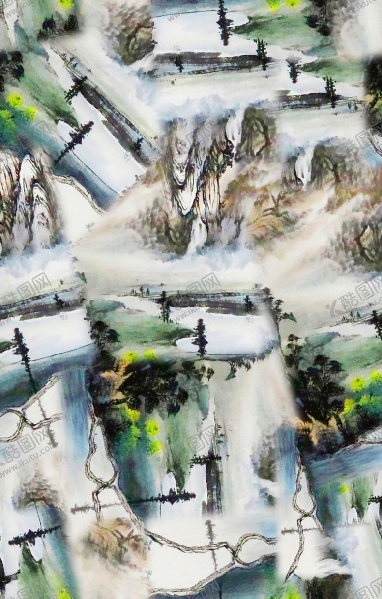 编号：74662609291222184266【酷图网】源文件下载-水墨画印花