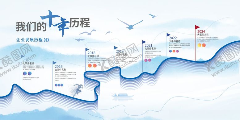 编号：93809311171843176498【酷图网】源文件下载-企业发展历程时间轴展示