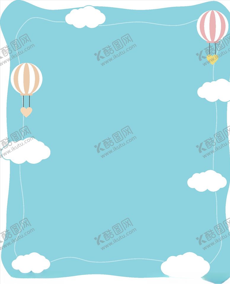 编号：68837807141629097174【酷图网】源文件下载-蓝天白云可爱热气球矢量免抠边框