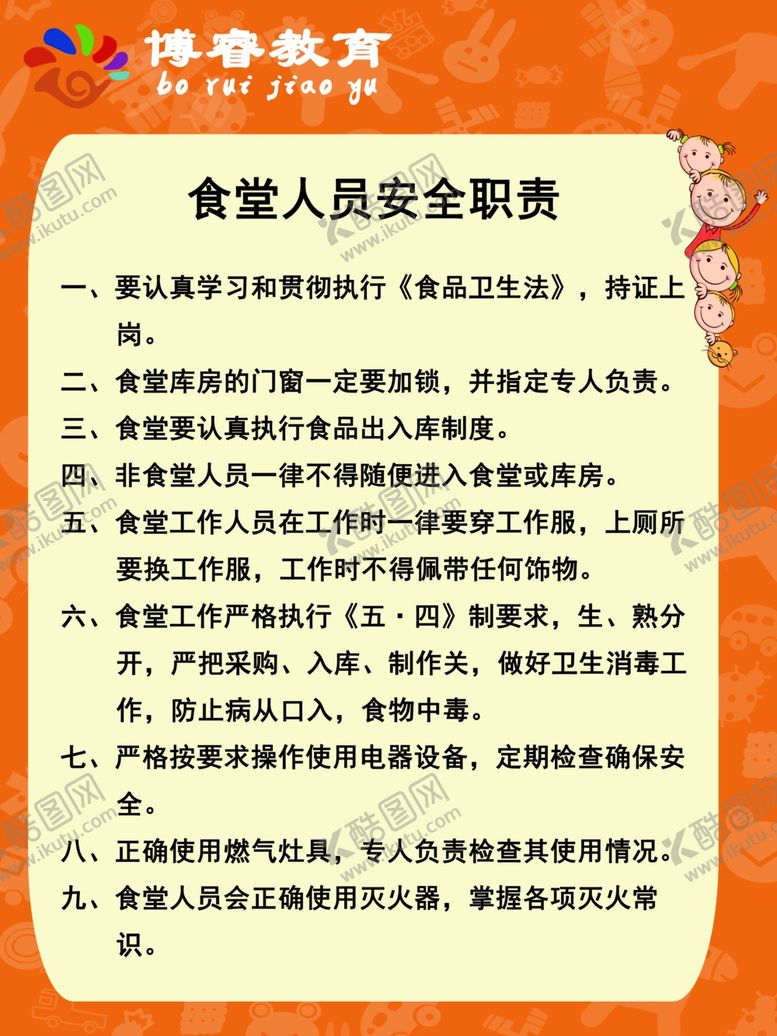 编号：10286701290142057412【酷图网】源文件下载-学校幼儿园食堂职责制度展板