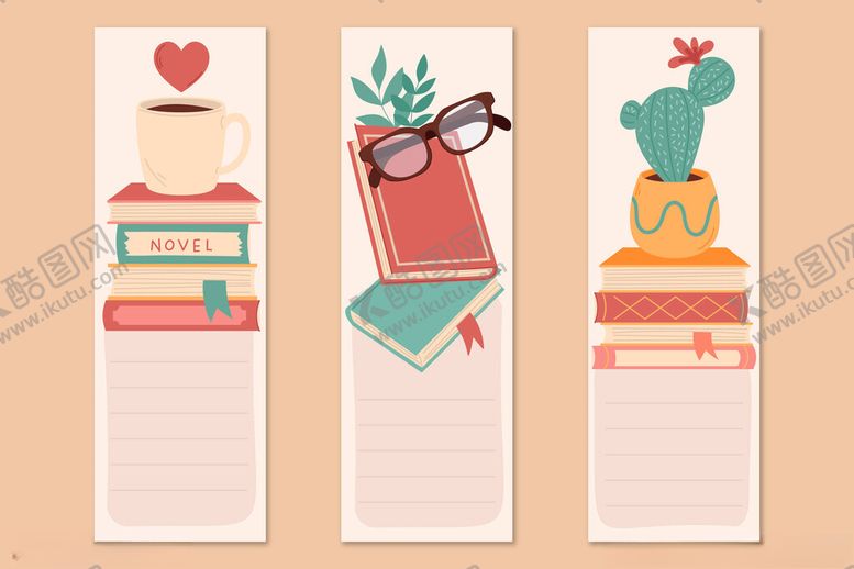 编号：10157710122045577226【酷图网】源文件下载-文艺风书签设计插画