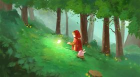 人物女孩下雨插画卡通背景素材