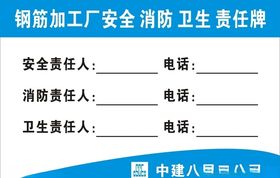 钢筋加工区责任牌安全人中建八局消防人