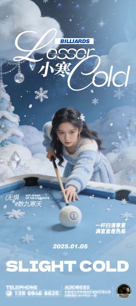 台球厅节气小寒大寒海报