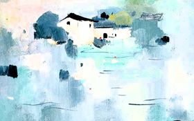 抽象写意山水背景墙