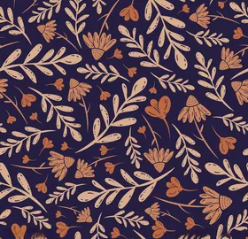 卡通花鸟植物底纹图案