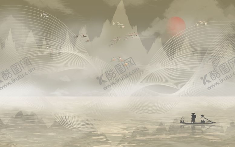 编号：72089407011803402492【酷图网】源文件下载-中国风新中式山水画