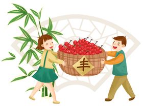 乐于助人柿子国风插画社区免抠